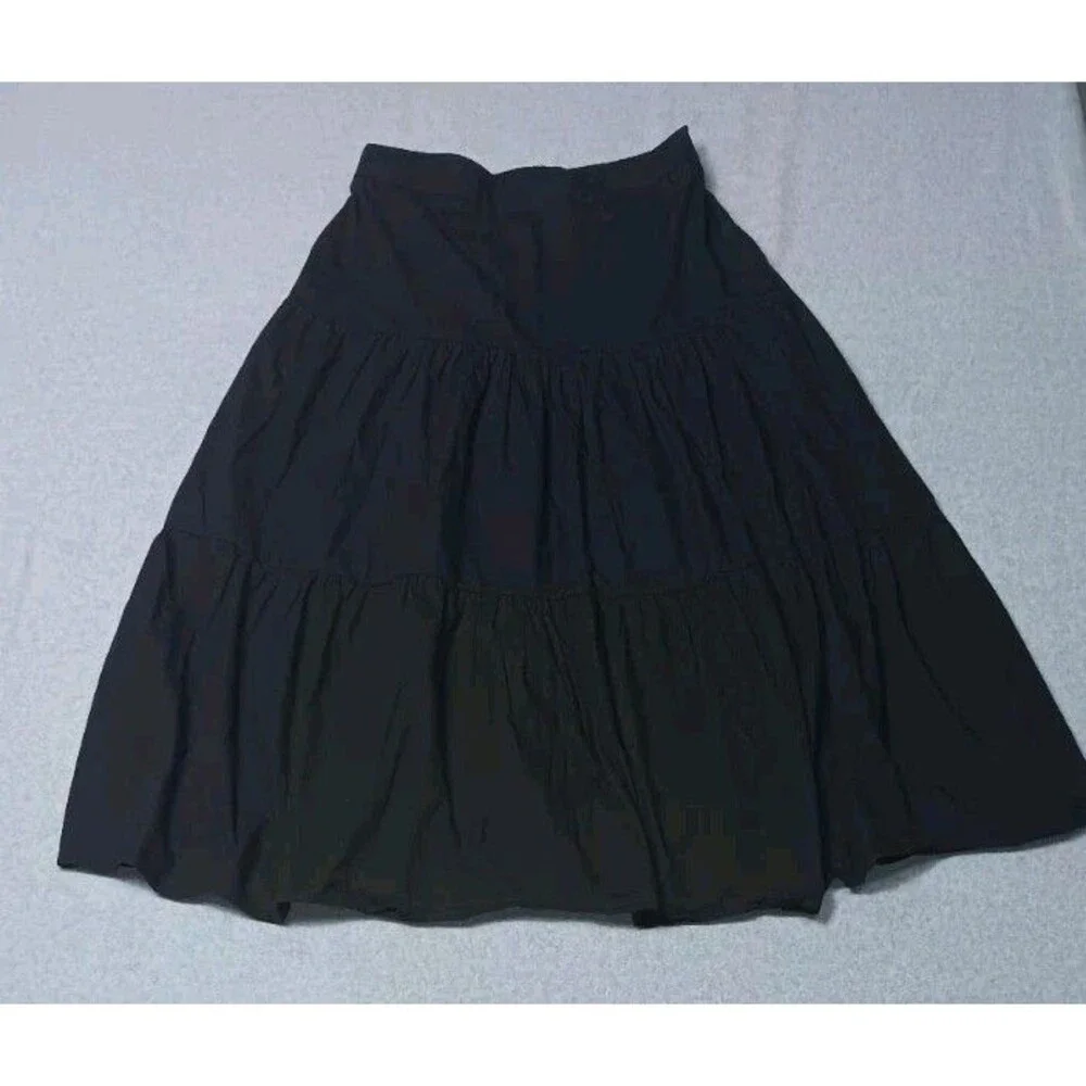 Cider High Waisted Tiered Maxi Skirt Womens Size Large Black Peasant Boho Hippie